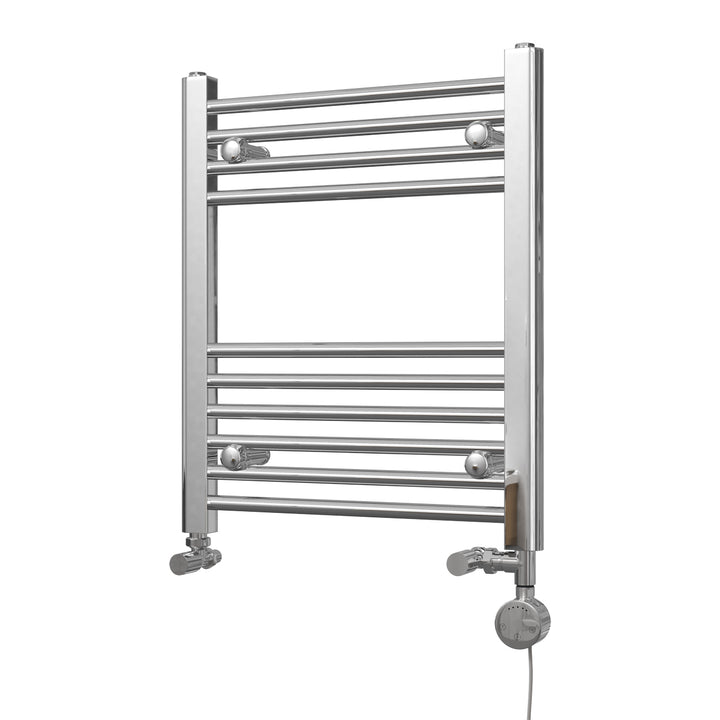 Zennor - Chrome Dual Fuel Towel Rail H600mm x W500mm Thermostatic - Straight