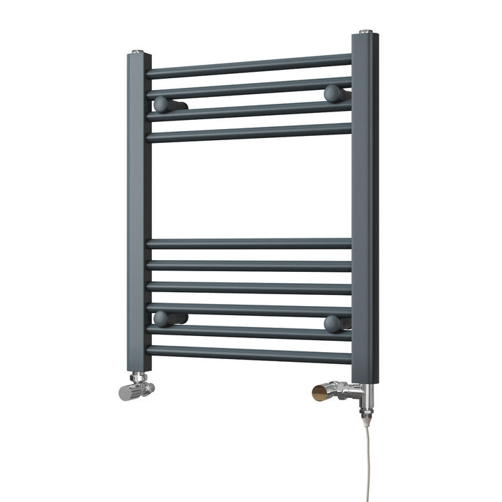 Zennor - Anthracite Dual Fuel Towel Rail H600mm x W500mm Standard - Straight