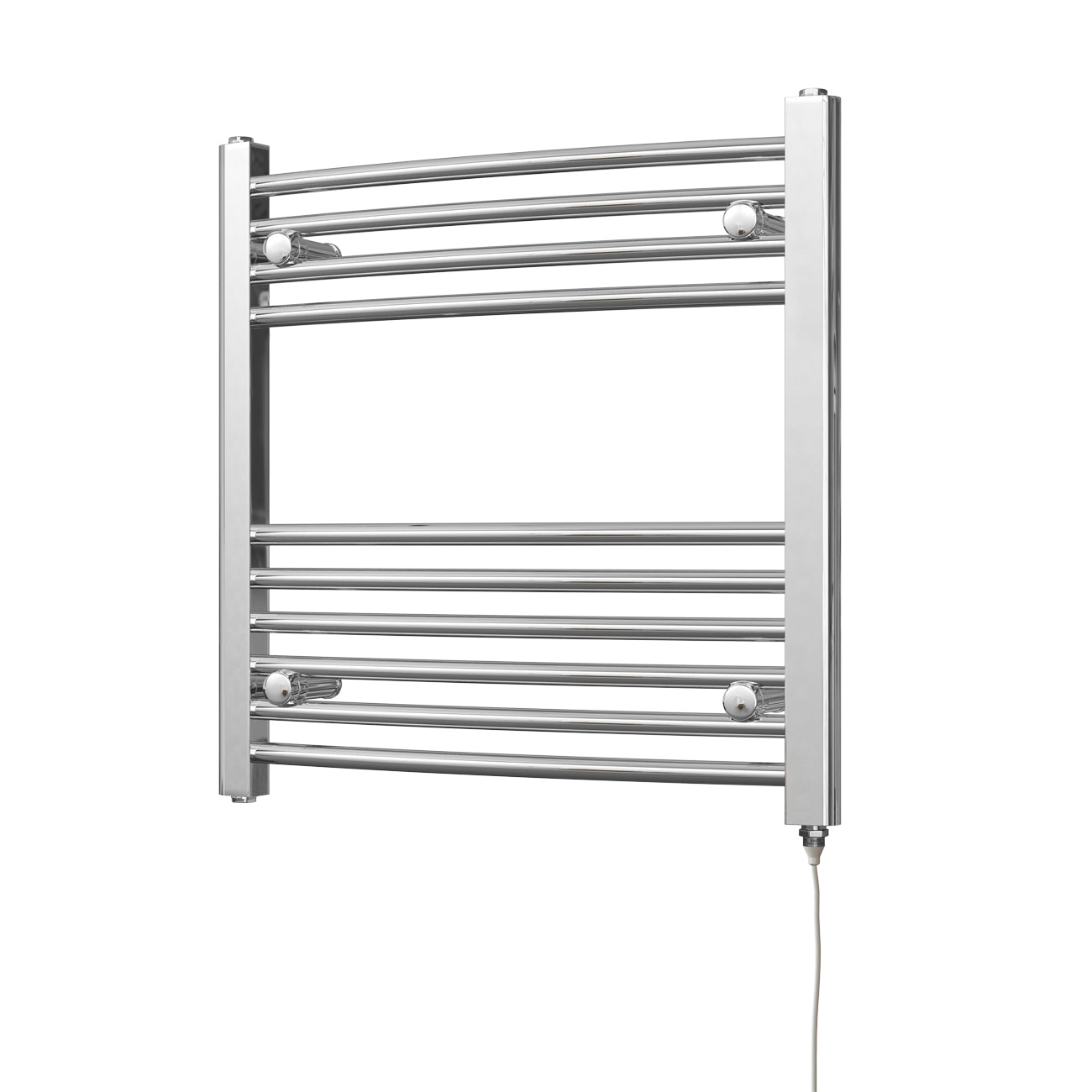 Zennor - Chrome Electric Towel Rail H600mm x W600mm Curved 150w Standard