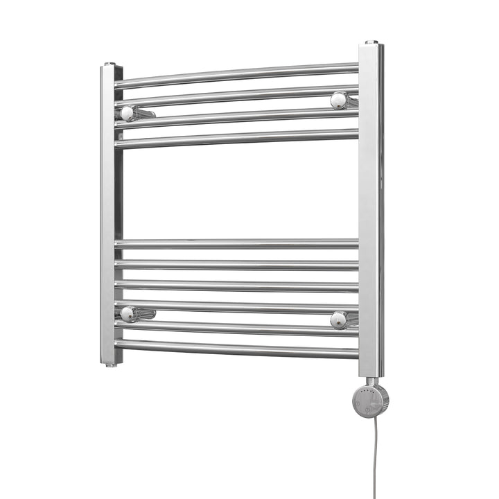 Zennor - Chrome Electric Towel Rail H600mm x W600mm Curved 300w Thermostatic
