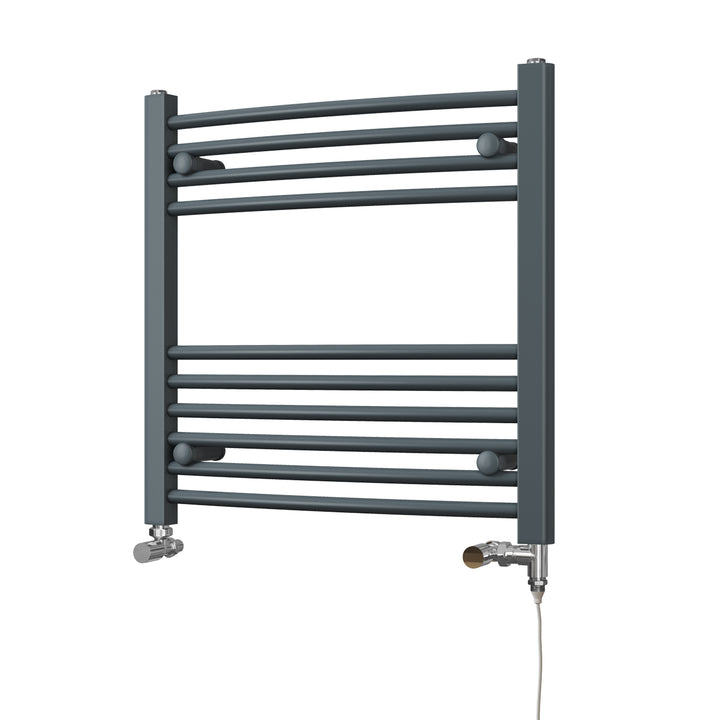 Zennor - Anthracite Dual Fuel Towel Rail H600mm x W600mm Standard - Curved
