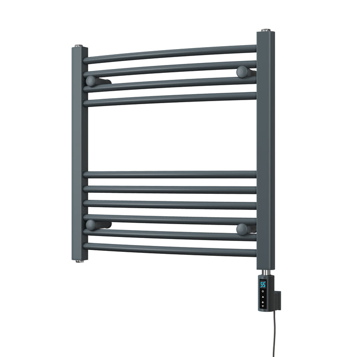 Zennor - Anthracite Electric Towel Rail H600mm x W600mm Curved 300w Thermostatic WIFI