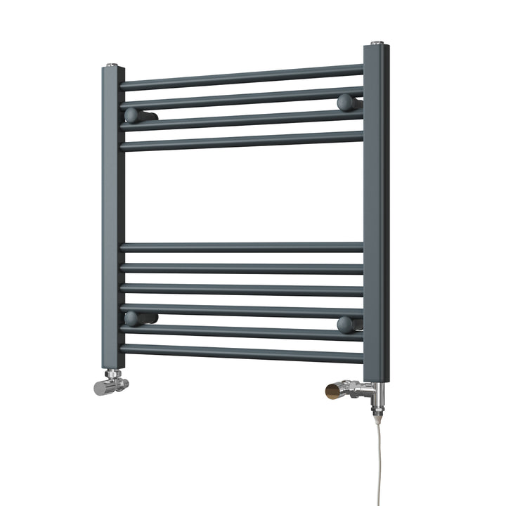 Zennor - Anthracite Dual Fuel Towel Rail H600mm x W600mm Standard - Straight