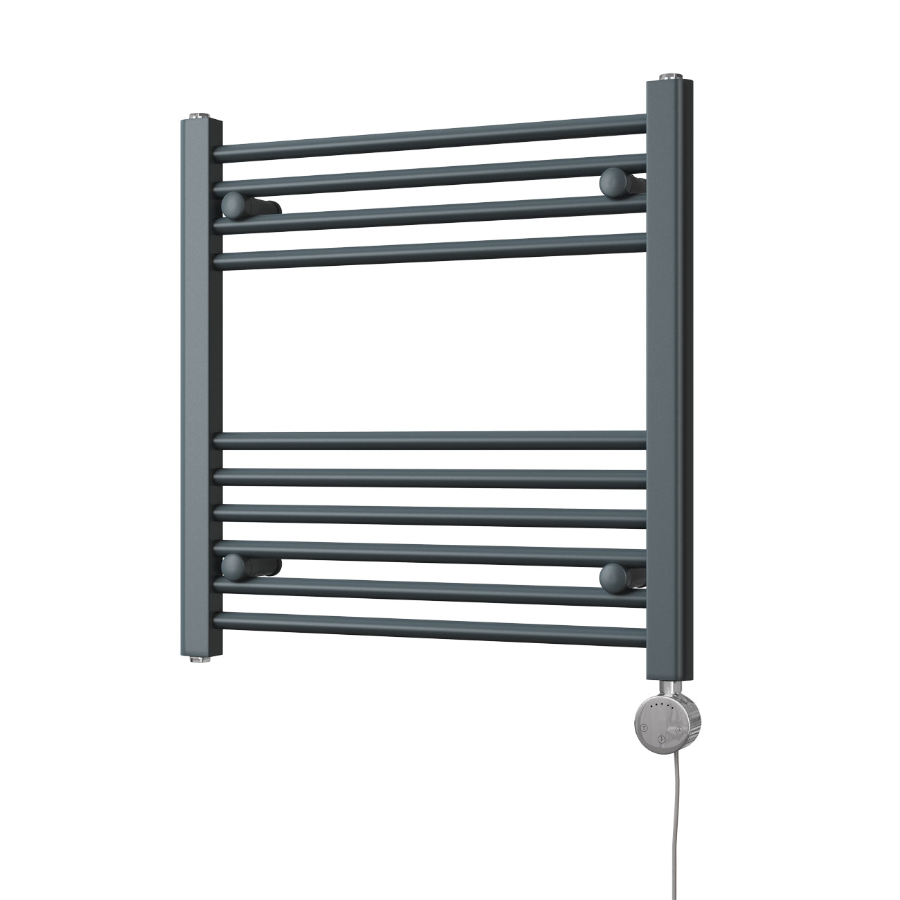 Zennor - Anthracite Electric Towel Rail H600mm x W600mm Straight 300w Thermostatic