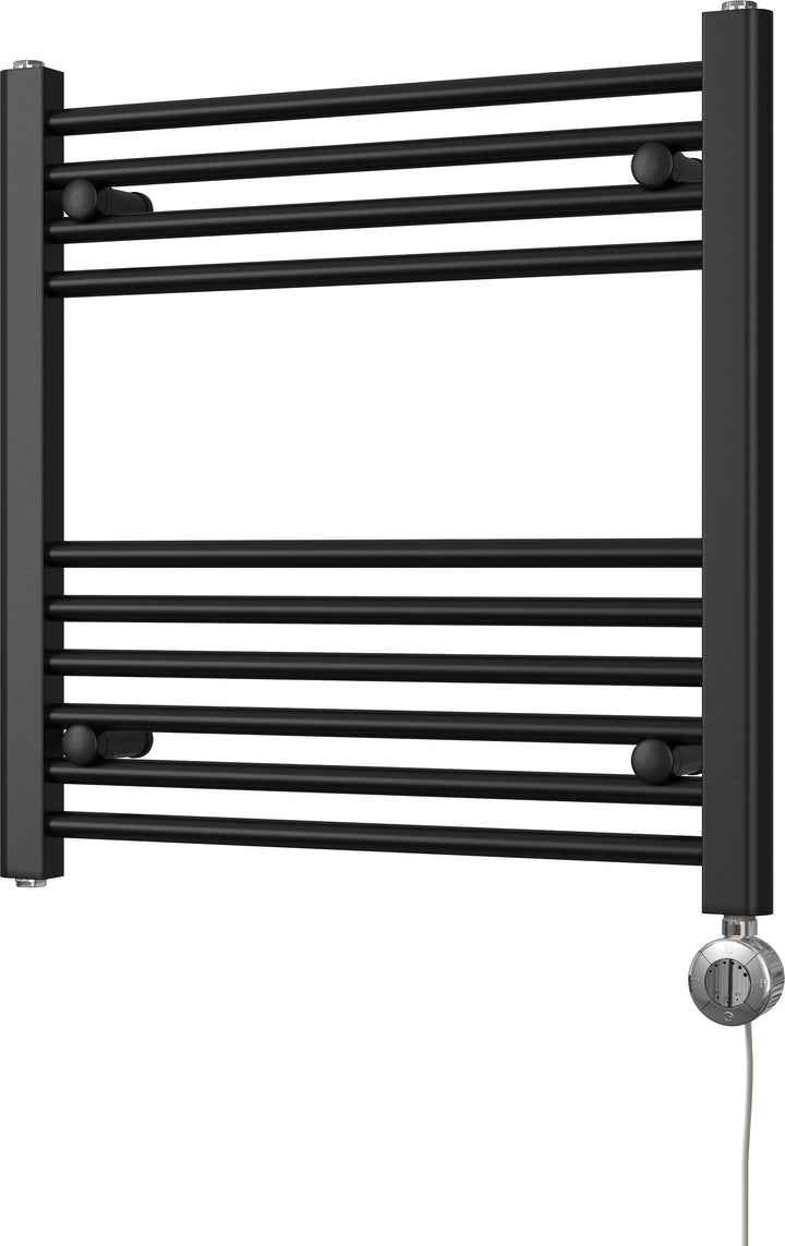 Zennor - Black Electric Towel Rail H600mm x W600mm Straight 300w Thermostatic