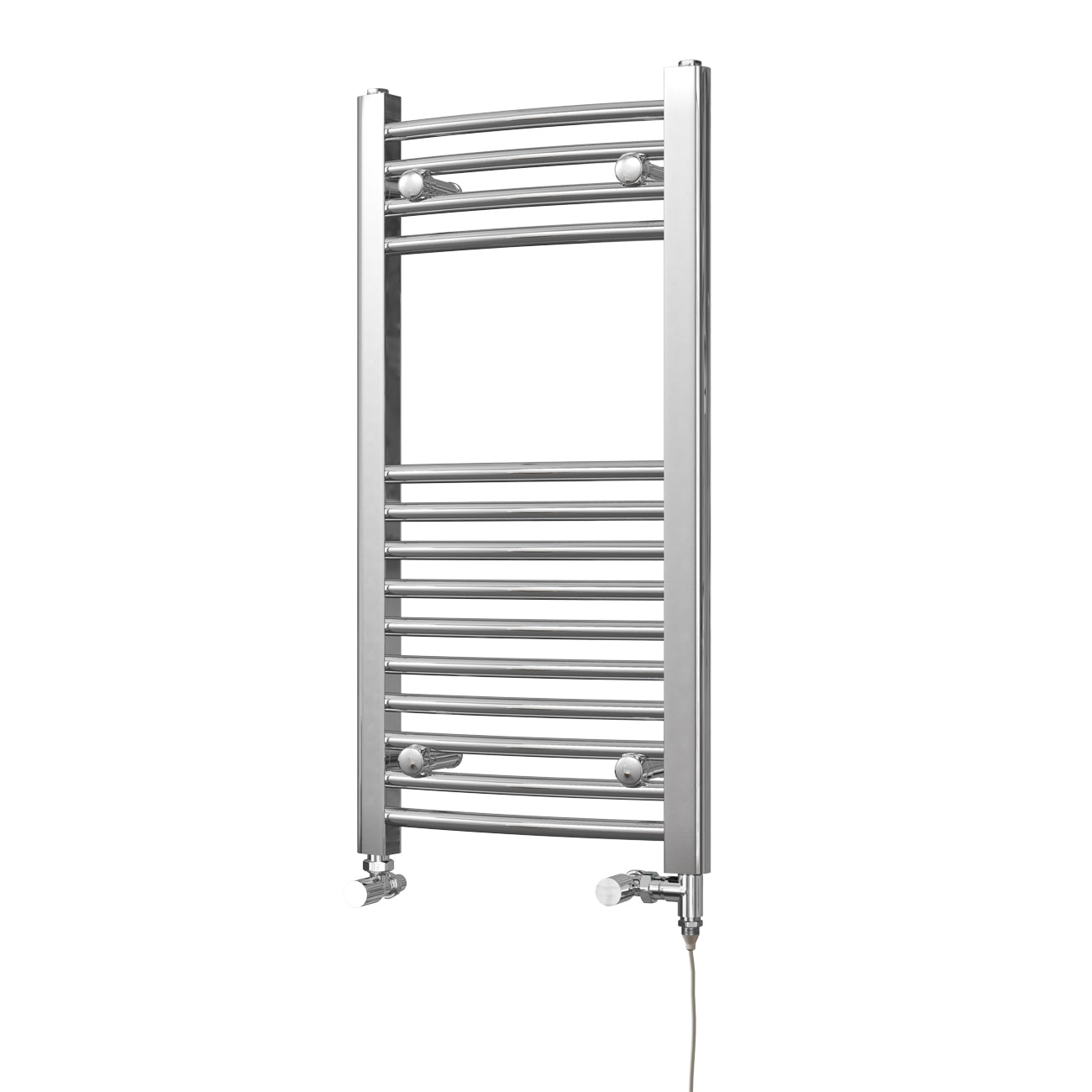 Zennor - Chrome Dual Fuel Towel Rail H800mm x W400mm Standard - Curved