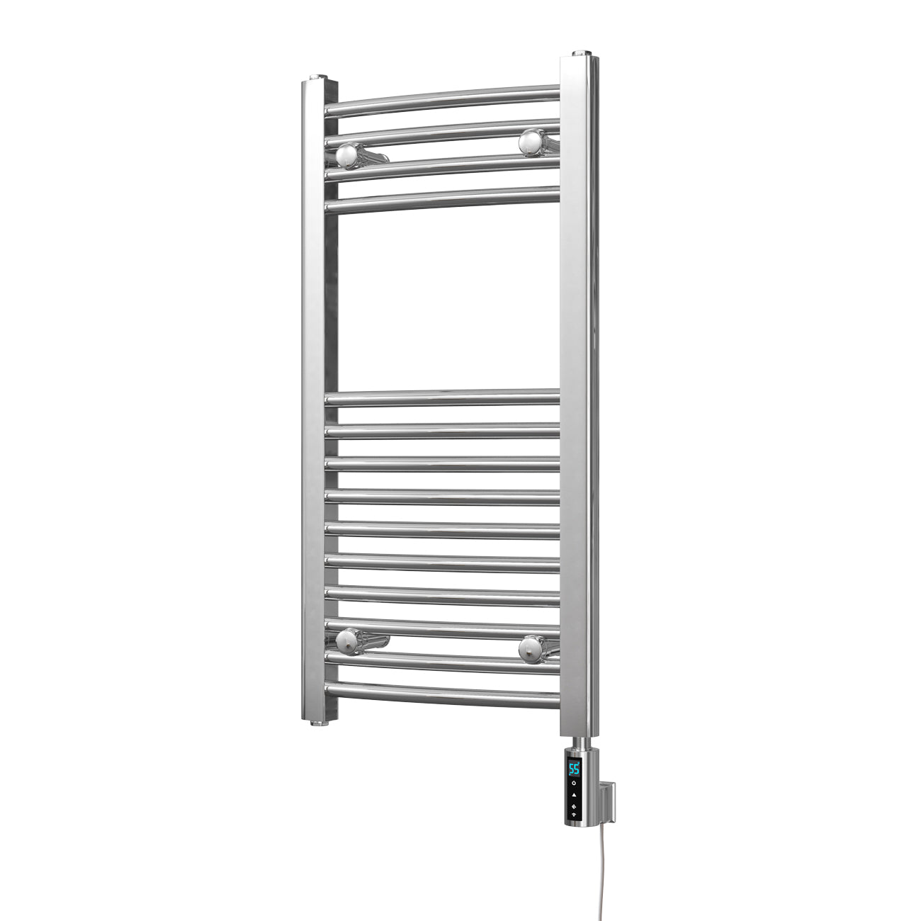 Zennor - Chrome Electric Towel Rail H800mm x W400mm Curved 300w Thermostatic WIFI