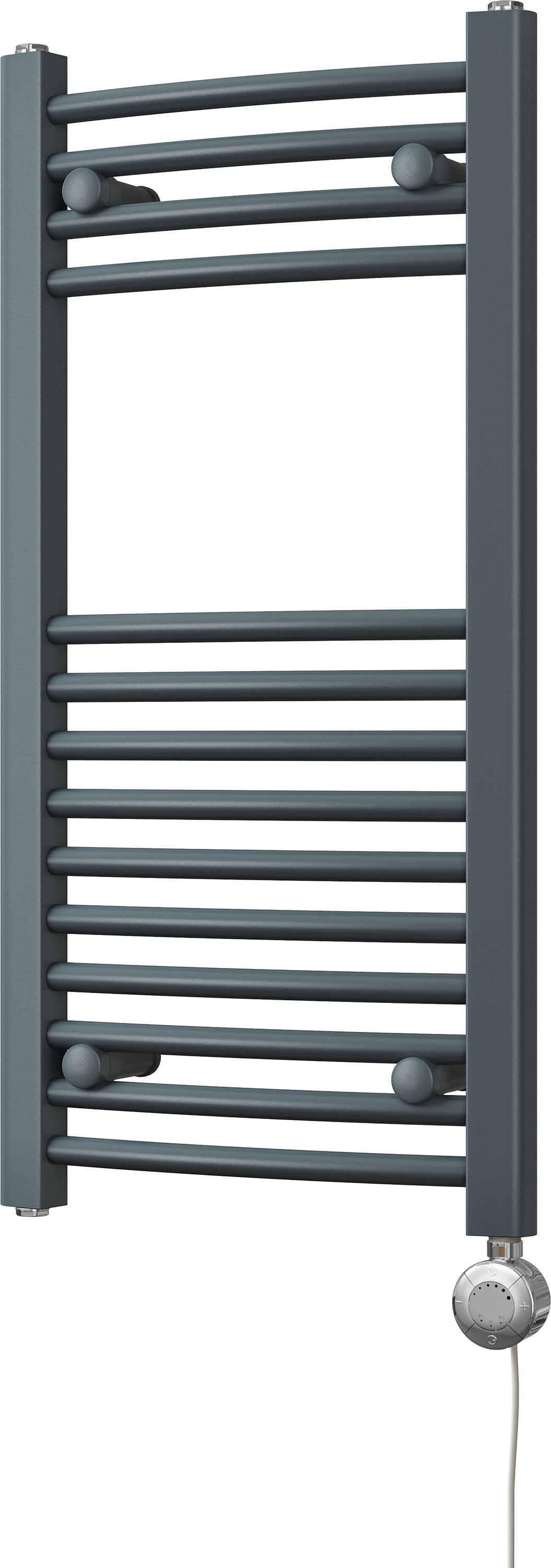 Zennor - Anthracite Electric Towel Rail H800mm x W400mm Curved 300w Thermostatic