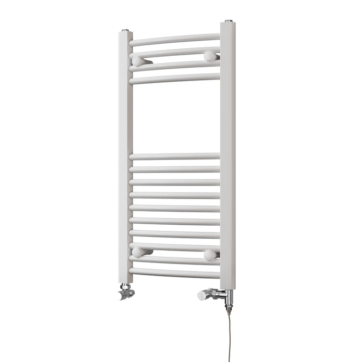 Zennor - White Dual Fuel Towel Rail H800mm x W400mm Standard - Curved