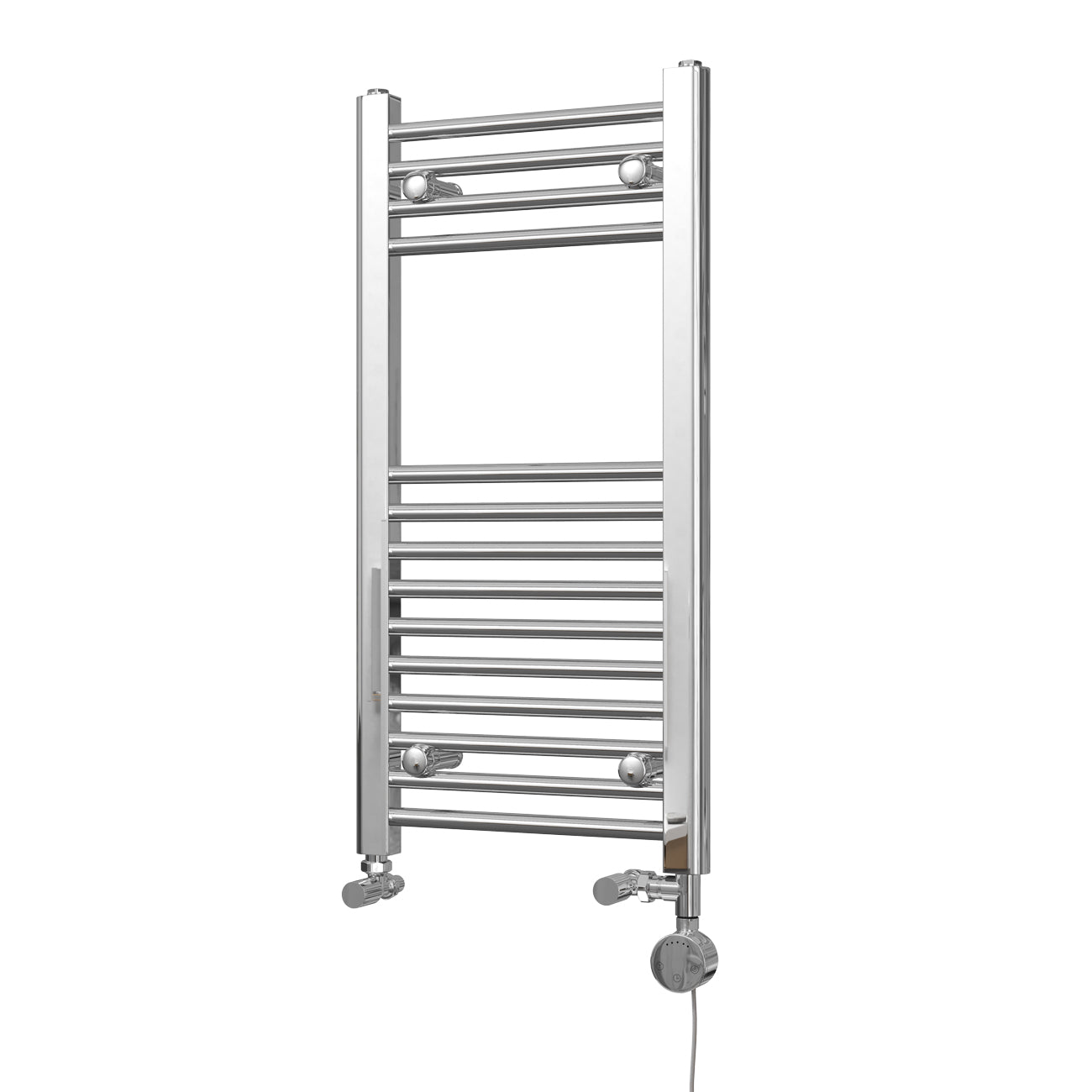Zennor - Chrome Dual Fuel Towel Rail H800mm x W400mm Thermostatic - Straight