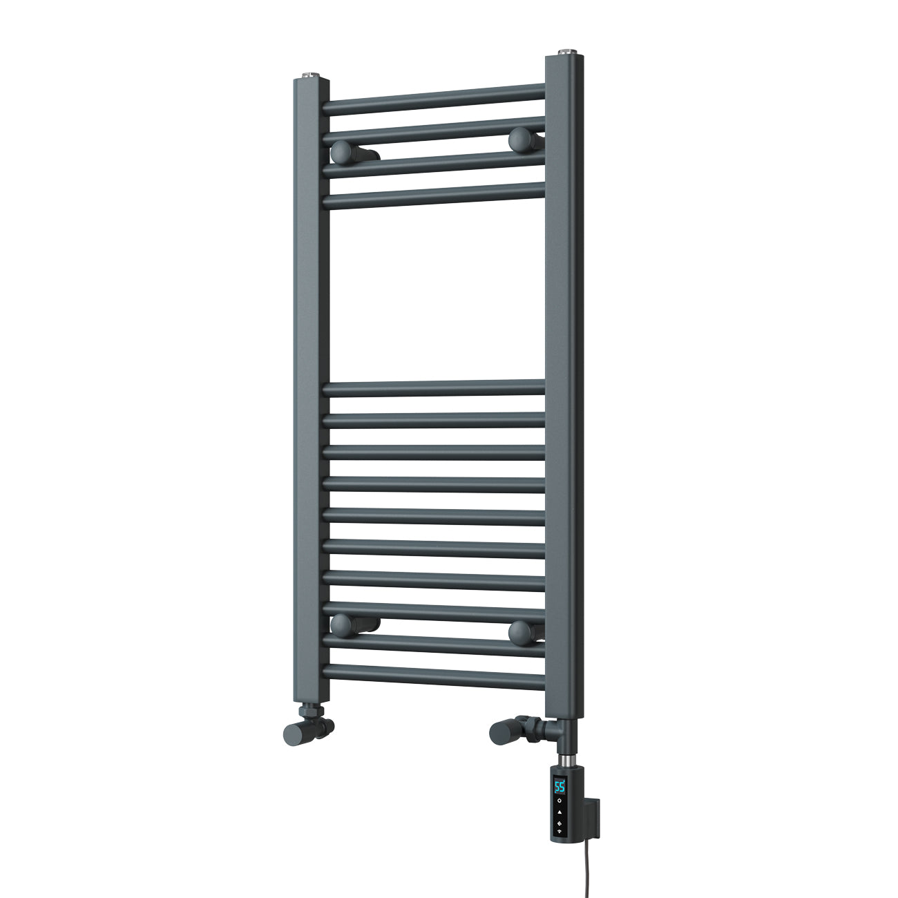 Zennor - Anthracite Dual Fuel Towel Rail H800mm x W400mm Thermostatic WIFI - Straight