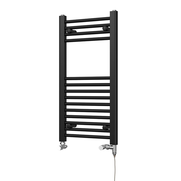 Zennor - Black Dual Fuel Towel Rail H800mm x W400mm Standard - Straight