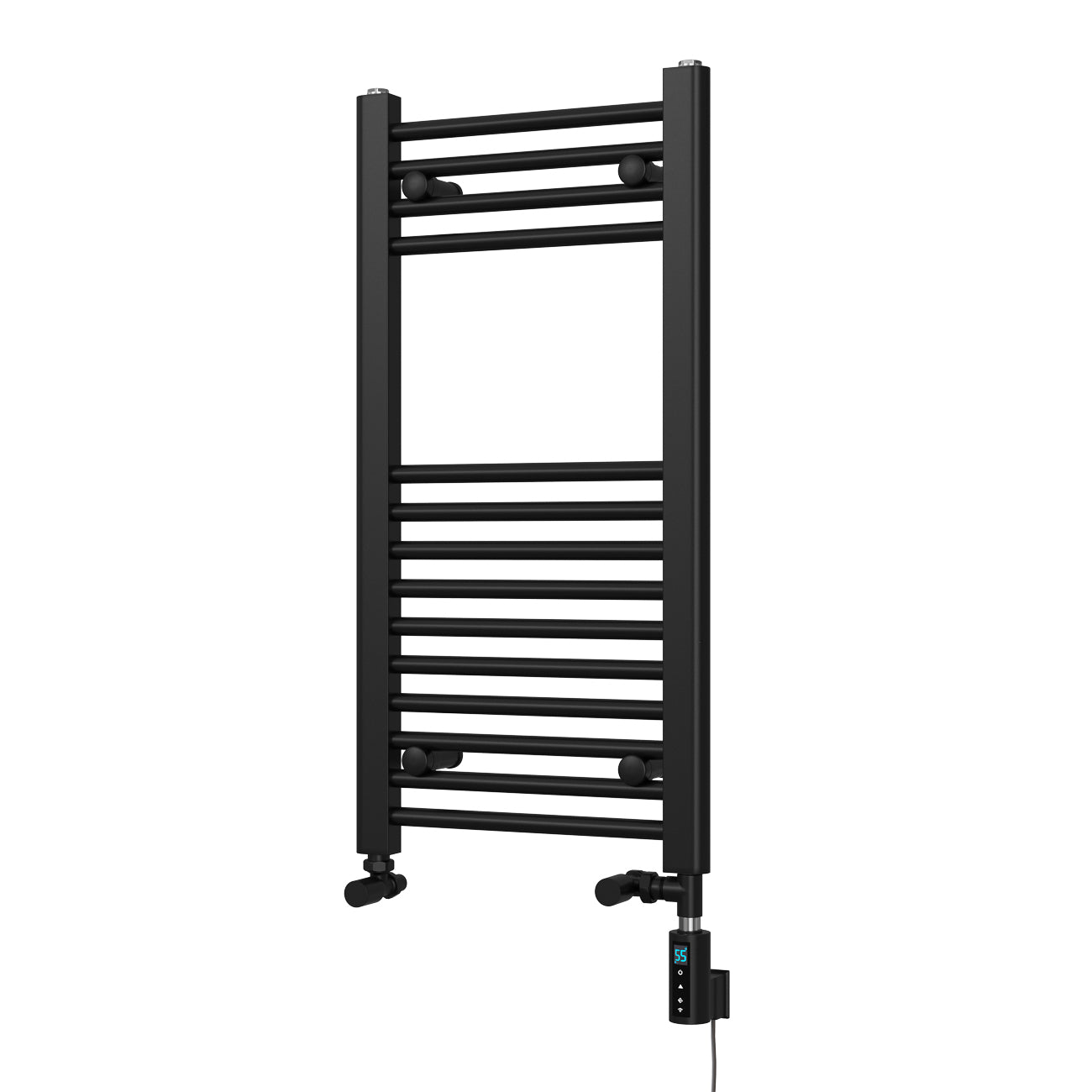 Zennor - Black Dual Fuel Towel Rail H800mm x W400mm Thermostatic WIFI - Straight