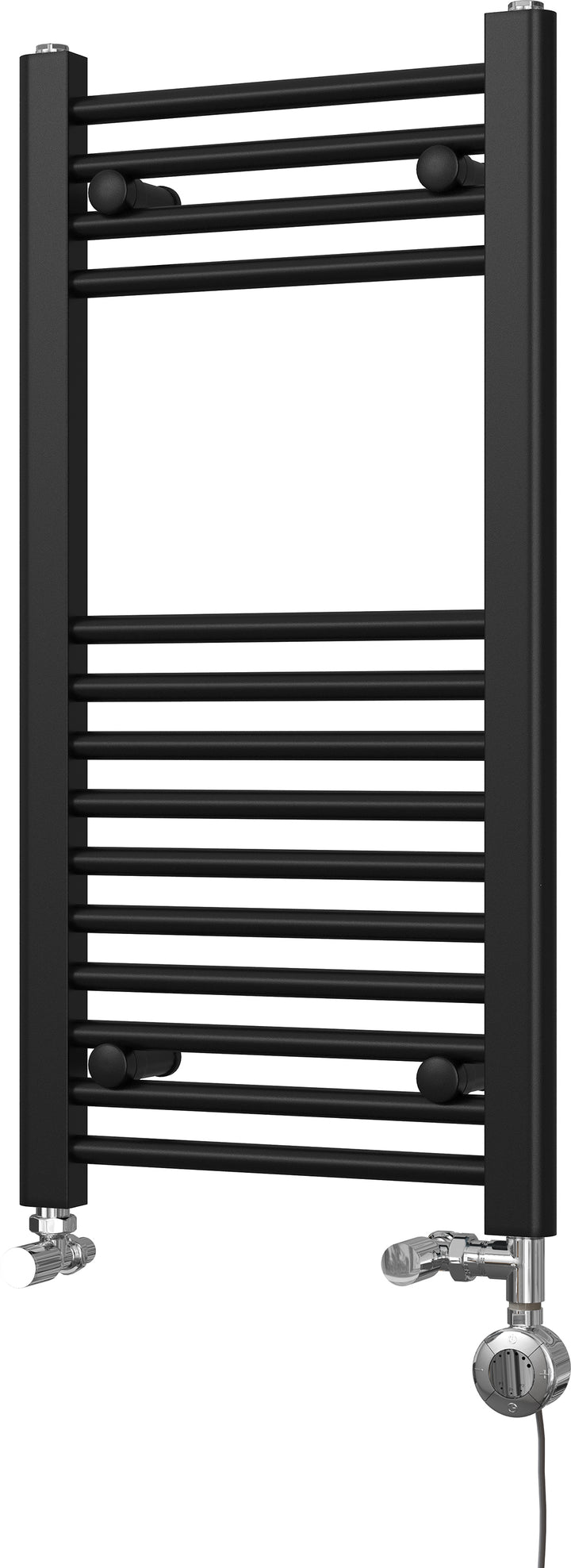 Zennor - Black Dual Fuel Towel Rail H800mm x W400mm Thermostatic - Straight