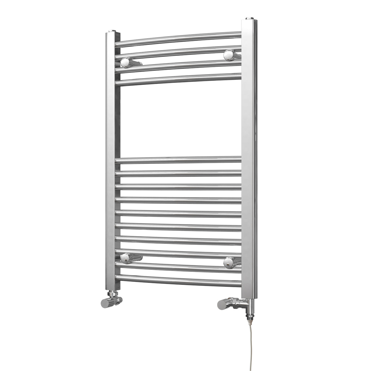 Zennor - Chrome Dual Fuel Towel Rail H800mm x W500mm Standard - Curved