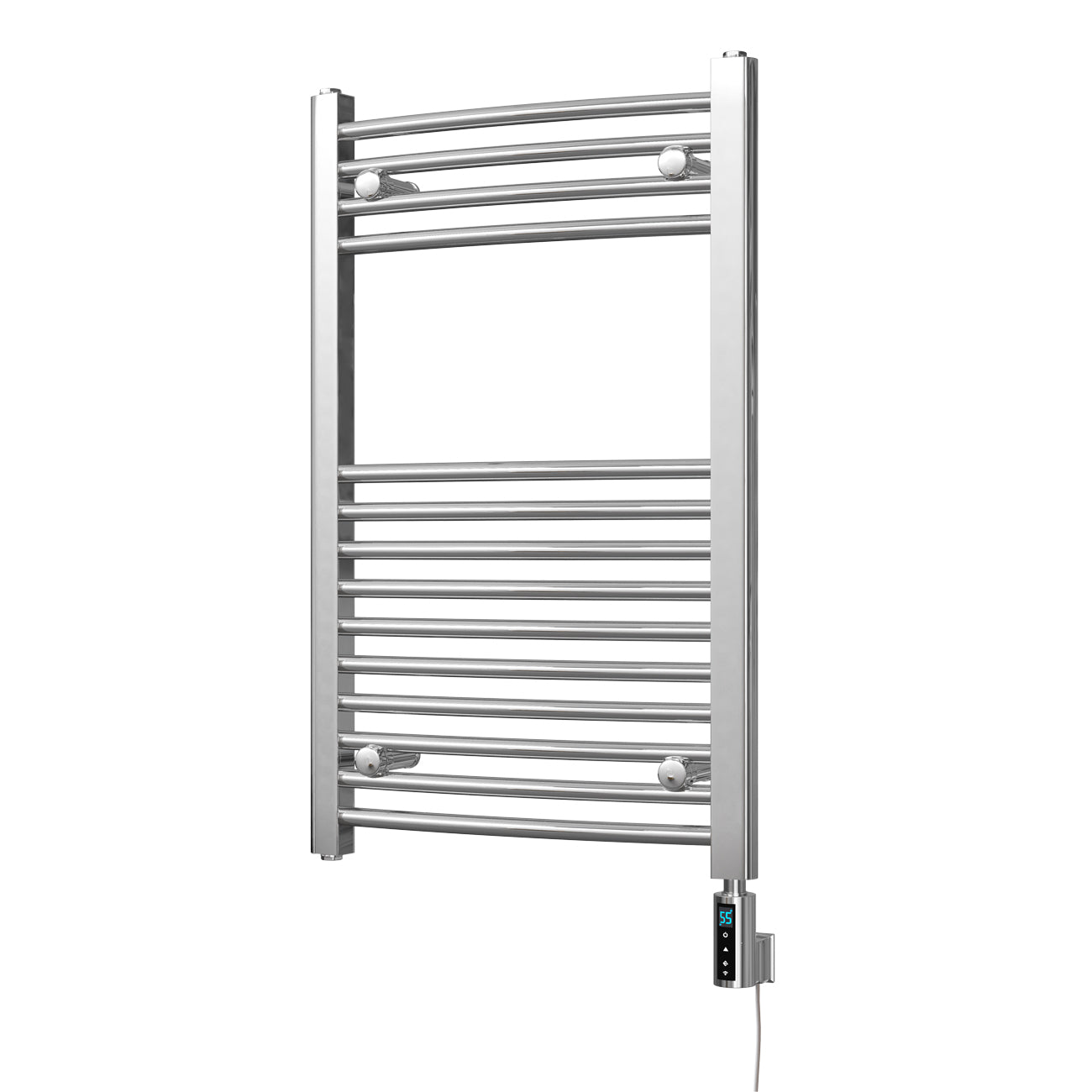 Zennor - Chrome Electric Towel Rail H800mm x W500mm Curved 300w Thermostatic WIFI
