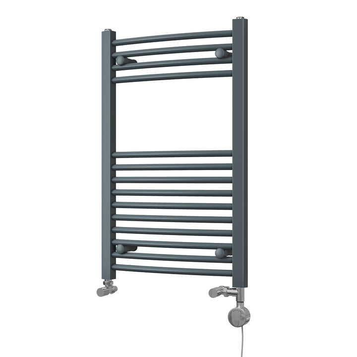 Zennor - Anthracite Dual Fuel Towel Rail H800mm x W500mm Thermostatic - Curved