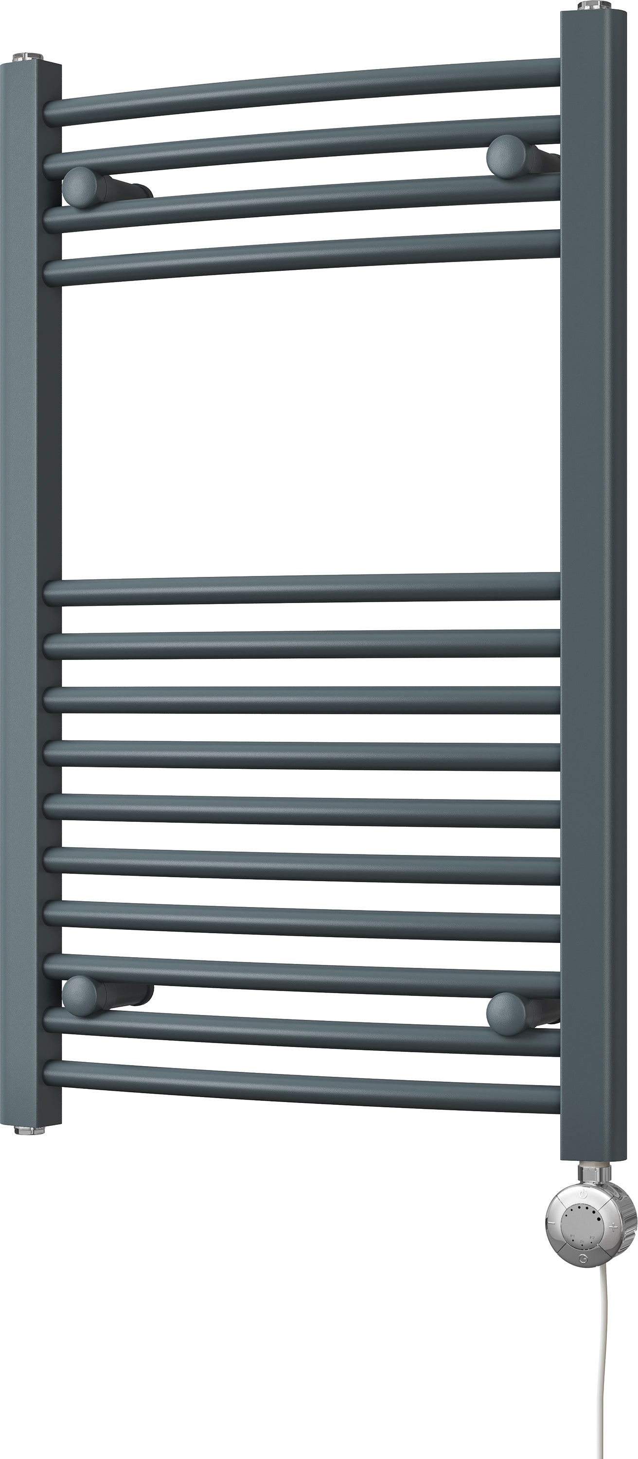 Zennor - Anthracite Electric Towel Rail H800mm x W500mm Curved 300w Thermostatic