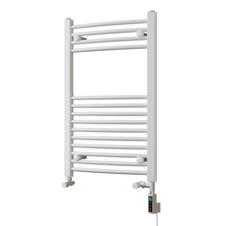 Zennor - White Dual Fuel Towel Rail H800mm x W500mm Thermostatic WIFI - Curved