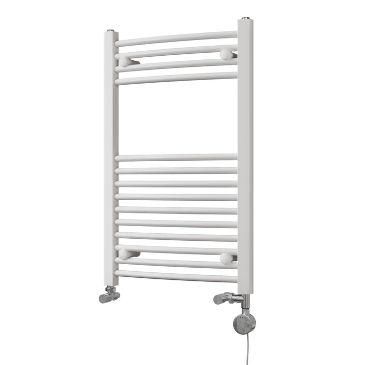 Zennor - White Dual Fuel Towel Rail H800mm x W500mm Thermostatic - Curved