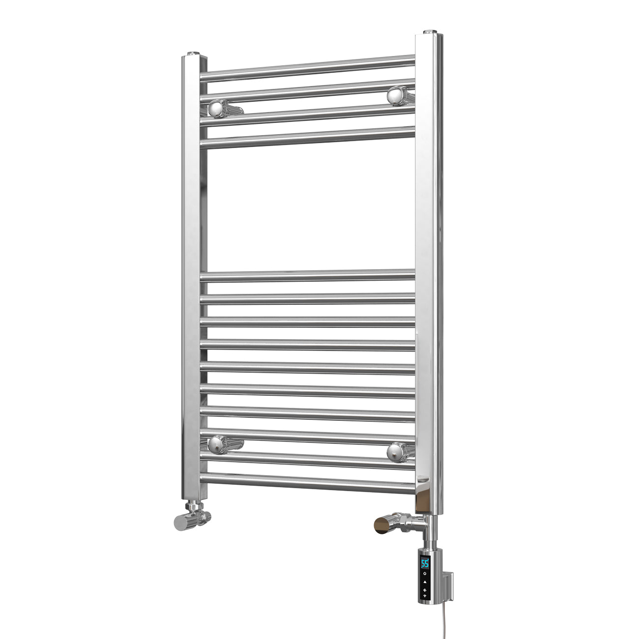 Zennor - Chrome Dual Fuel Towel Rail H800mm x W500mm Thermostatic WIFI - Straight