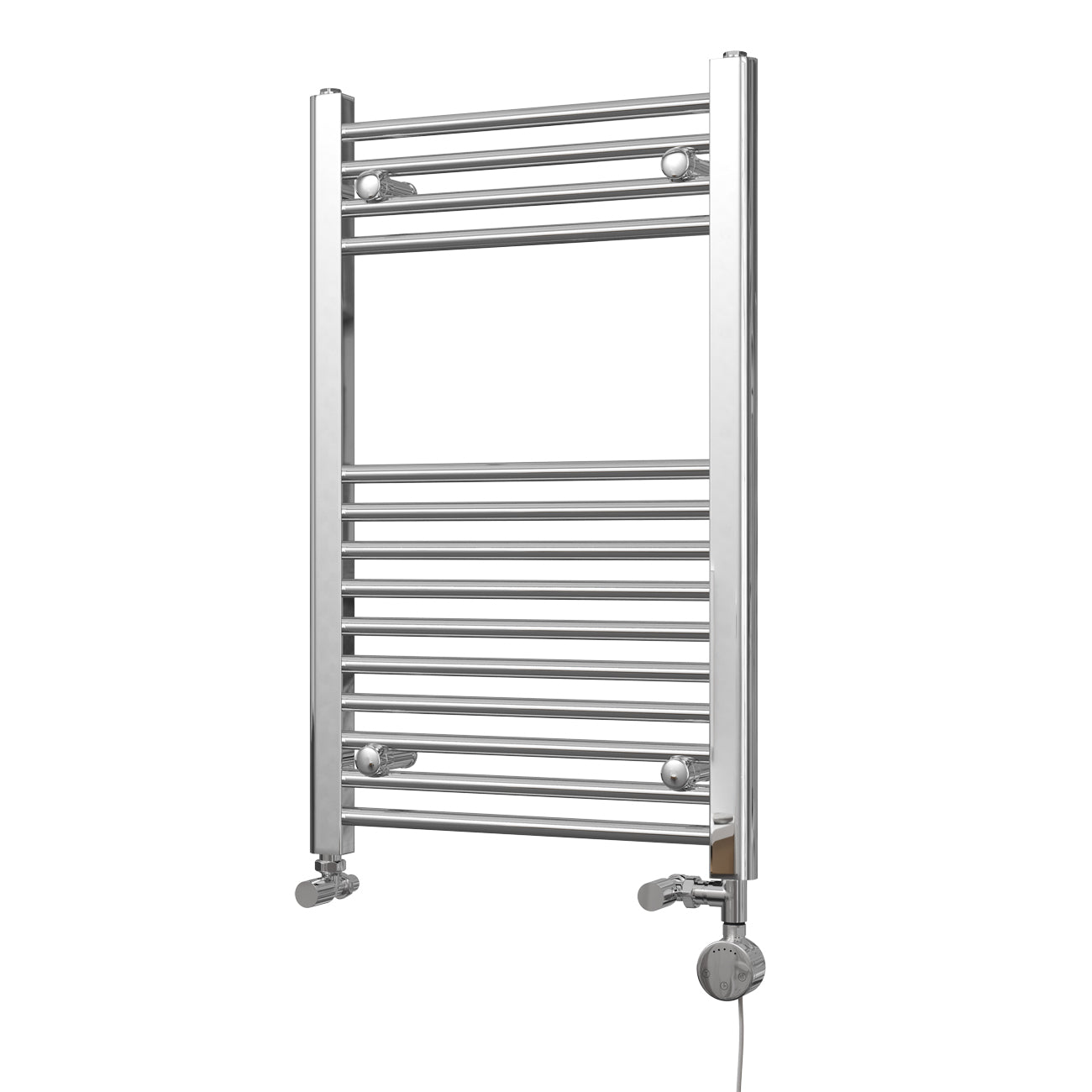 Zennor - Chrome Dual Fuel Towel Rail H800mm x W500mm Thermostatic - Straight