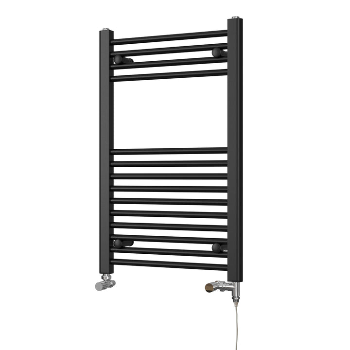 Zennor - Black Dual Fuel Towel Rail H800mm x W500mm Standard - Straight