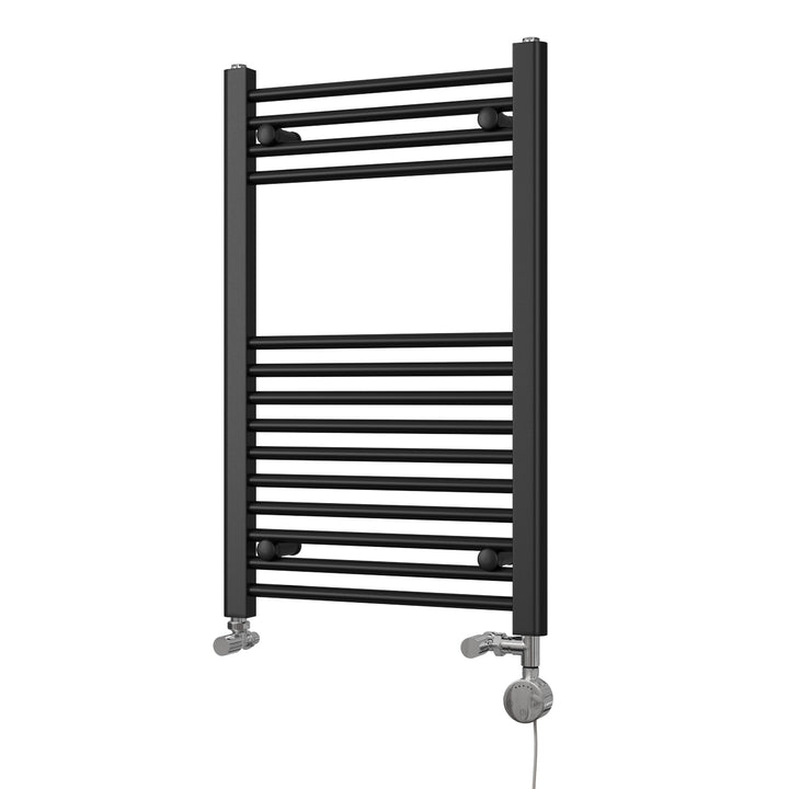 Zennor - Black Dual Fuel Towel Rail H800mm x W500mm Thermostatic - Straight