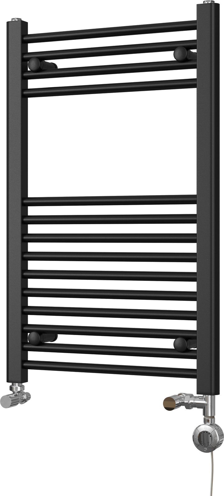 Zennor - Black Dual Fuel Towel Rail H800mm x W500mm Thermostatic - Straight