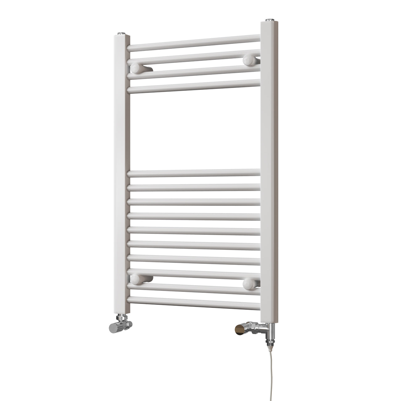 Zennor - White Dual Fuel Towel Rail H800mm x W500mm Standard - Straight