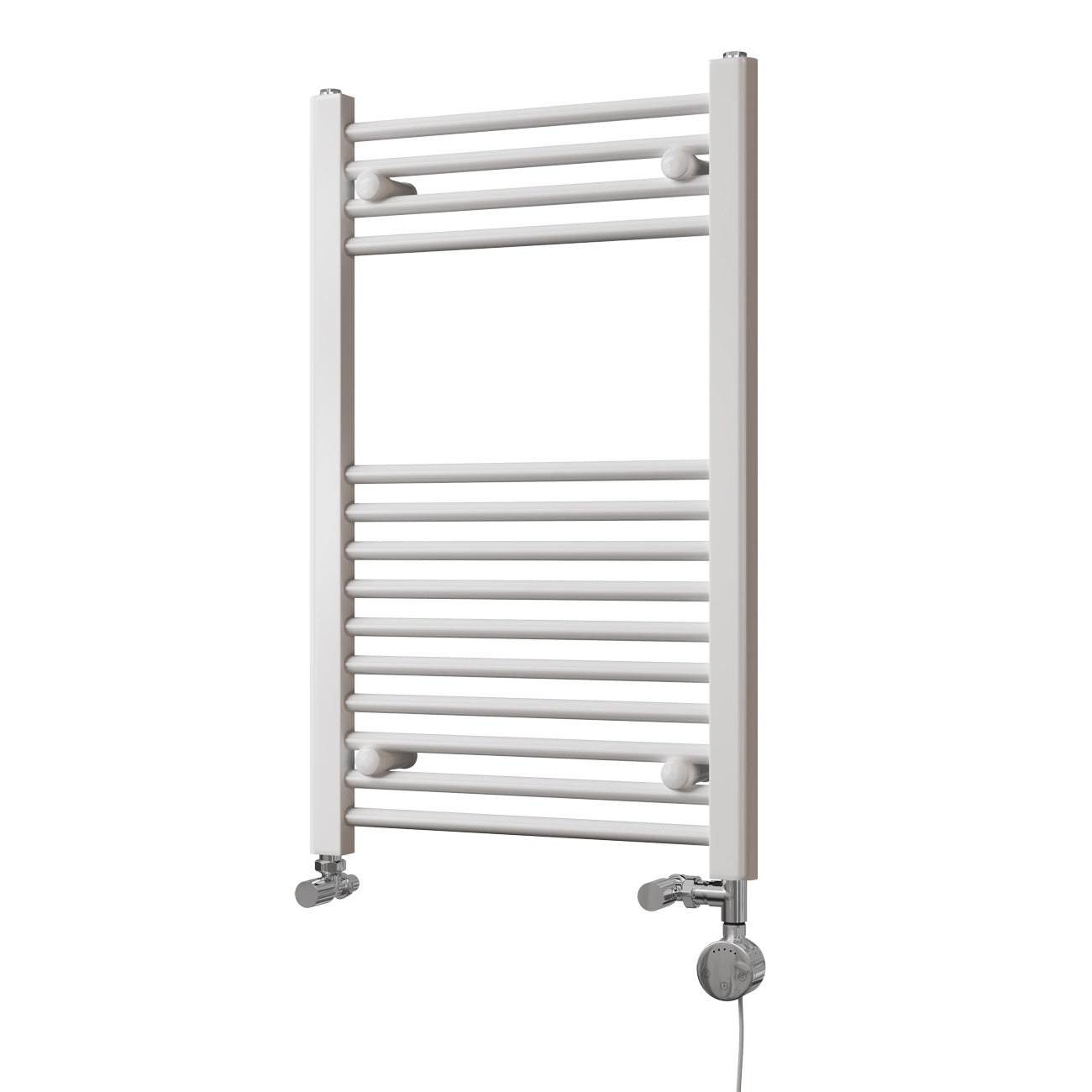 Zennor - White Dual Fuel Towel Rail H800mm x W500mm Thermostatic - Straight