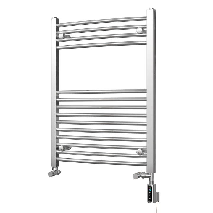 Zennor - Chrome Dual Fuel Towel Rail H800mm x W600mm Thermostatic WIFI - Curved