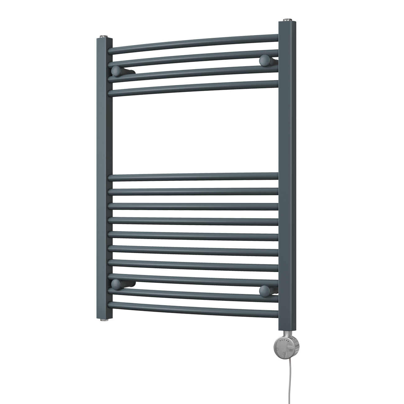Zennor - Anthracite Electric Towel Rail H800mm x W600mm Curved 400w Thermostatic