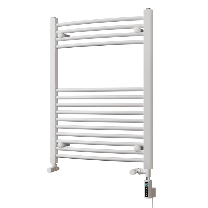 Zennor - White Dual Fuel Towel Rail H800mm x W600mm Thermostatic WIFI - Curved