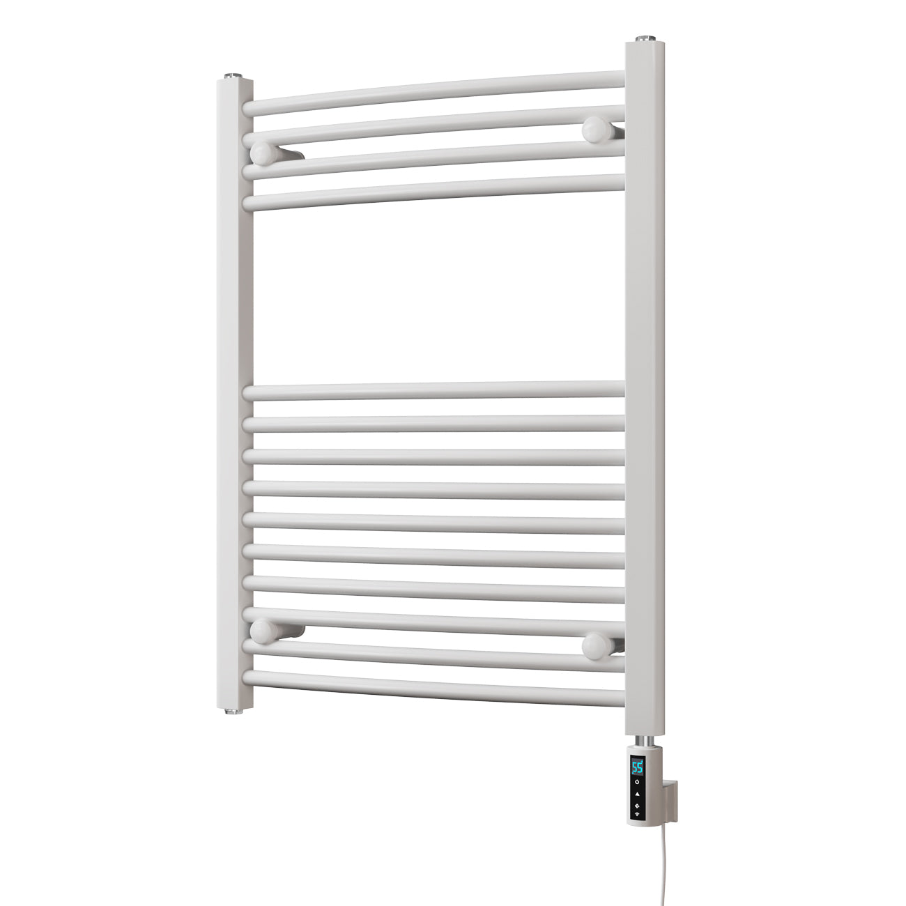 Zennor - White Electric Towel Rail H800mm x W600mm Curved 300w Thermostatic WIFI
