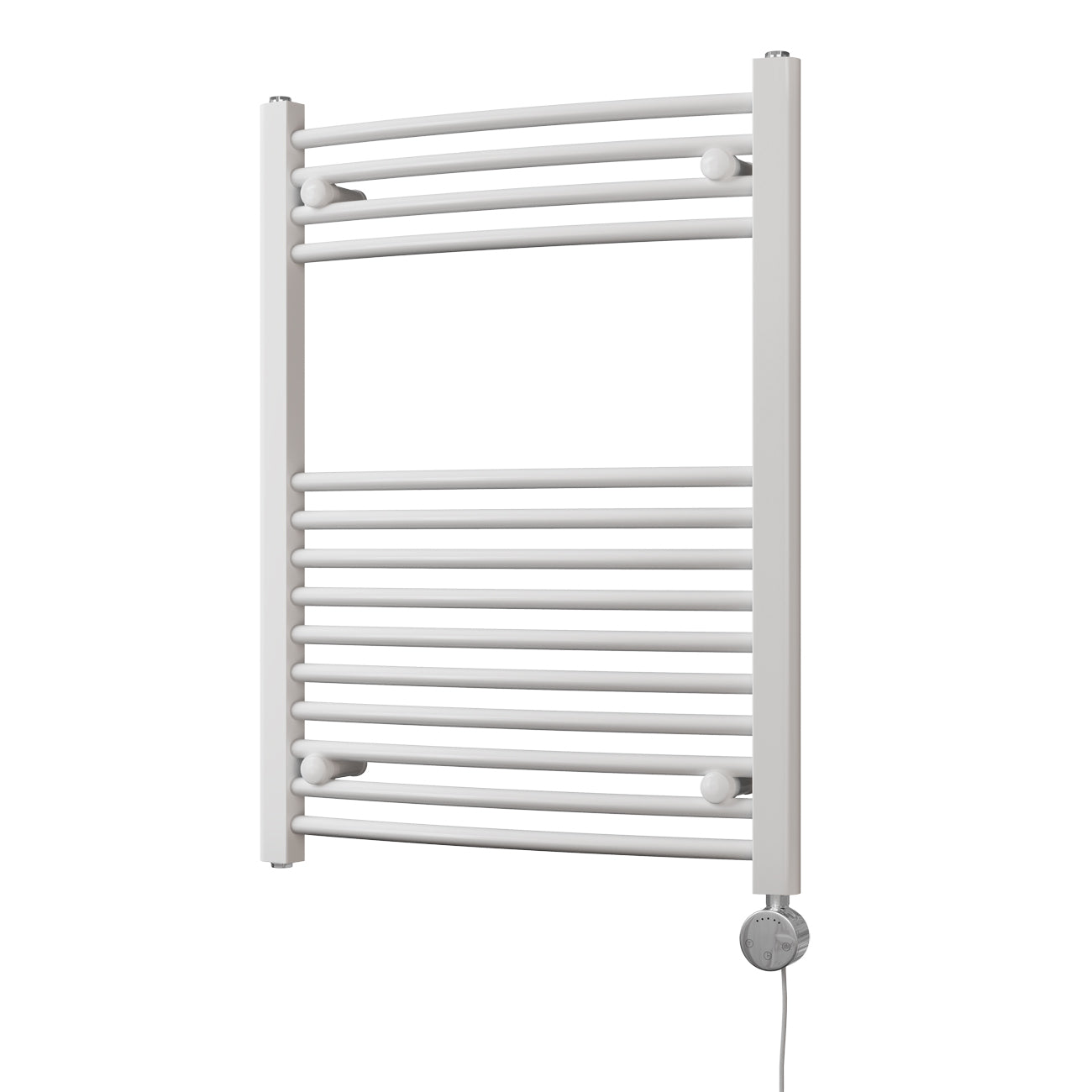 Zennor - White Electric Towel Rail H800mm x W600mm Curved 400w Thermostatic