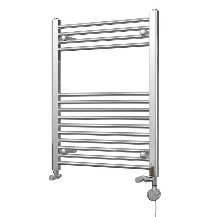 Zennor - Chrome Dual Fuel Towel Rail H800mm x W600mm Thermostatic - Straight