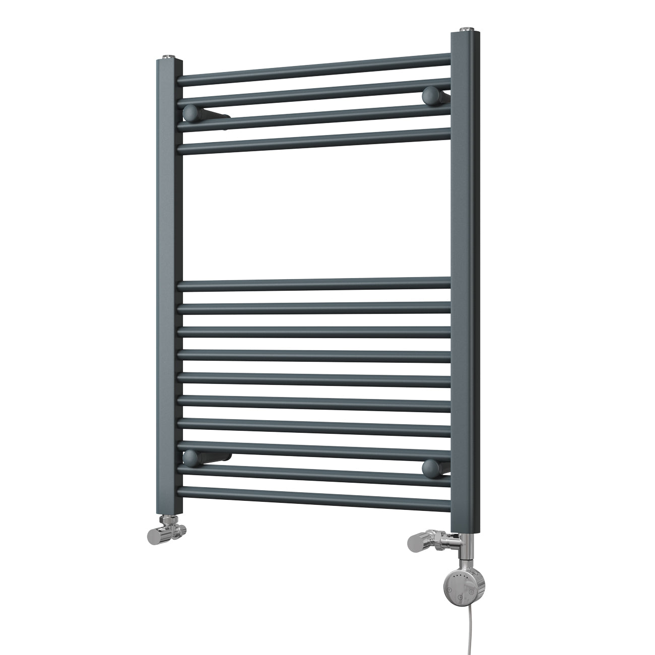 Zennor - Anthracite Dual Fuel Towel Rail H800mm x W600mm Thermostatic - Straight