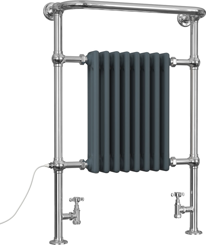 Arundel - Anthracite Traditional Dual Fuel Towel Rail H963mm x W673mm Standard - Floor Standing