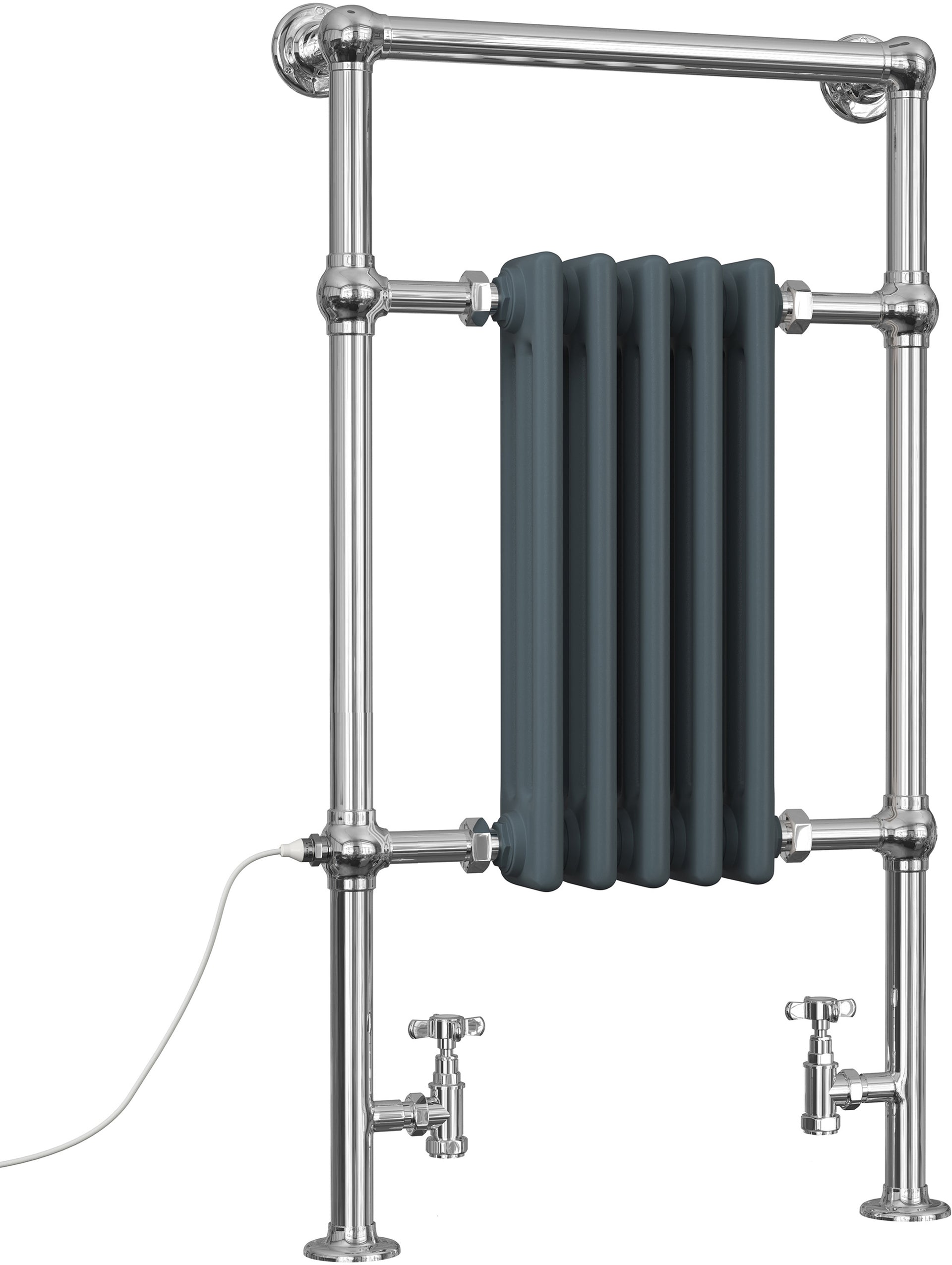 Adisham - Anthracite Traditional Dual Fuel Towel Rail H963mm x W538mm Standard - Floor Standing