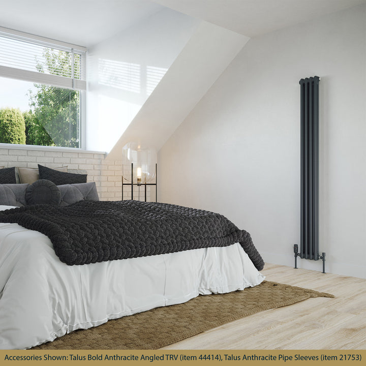 Alpha - Anthracite Vertical Column Radiator H1800mm x W196mm 2 Column - Feet Included