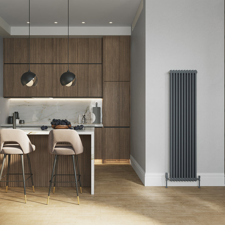 Alpha - Anthracite Vertical Column Radiator H1800mm x W460mm 2 Column - Feet Included
