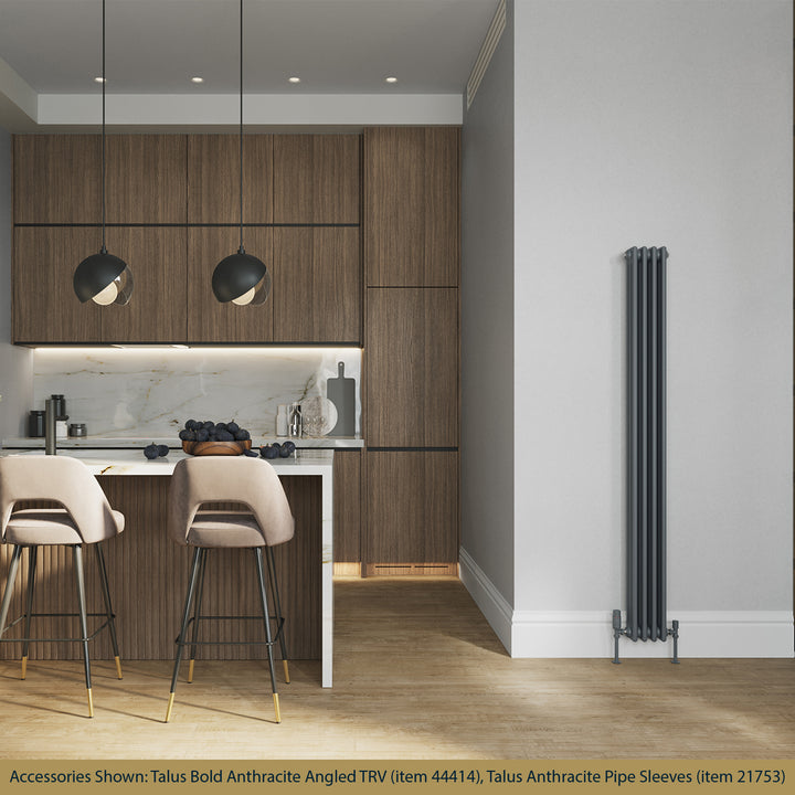 Alpha - Anthracite Vertical Column Radiator H1800mm x W198mm 3 Column - Feet Included