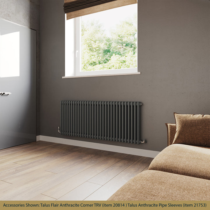 Alpha - Anthracite Column Radiator H600mm x W1355mm 3 Column - Feet Included