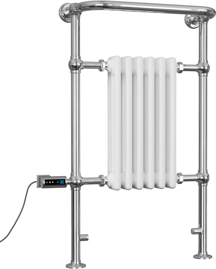 Arundel traditional electric towel rail, 963mm x 583mm, 300W thermostatic WiFi white radiator