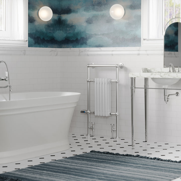 Adisham - Traditional Dual Fuel Towel Rail H963mm x W538mm Thermostatic WIFI - Floor Standing