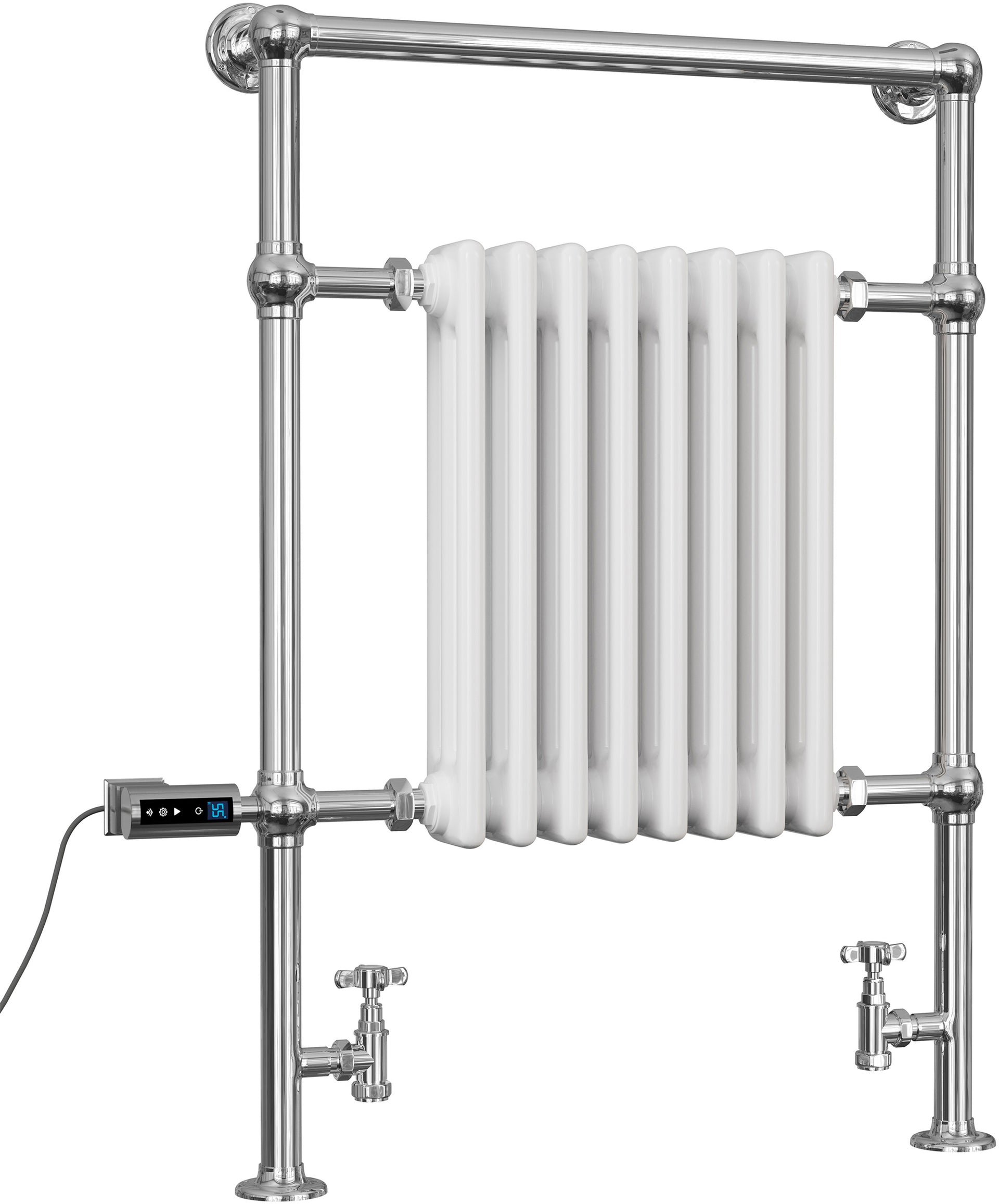Adisham - Traditional Dual Fuel Towel Rail H963mm x W673mm Thermostatic WIFI - Floor Standing