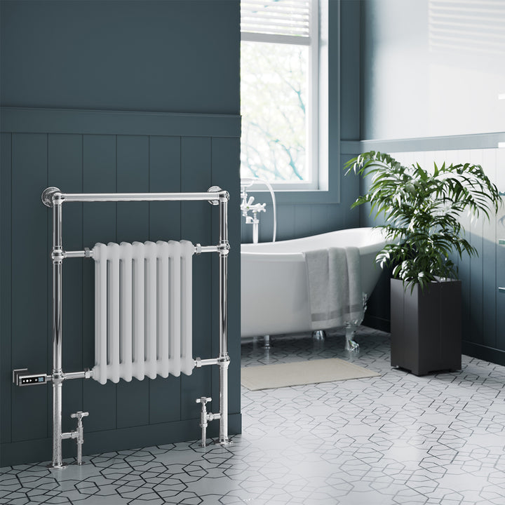 Adisham - Traditional Dual Fuel Towel Rail H963mm x W673mm Thermostatic WIFI - Floor Standing