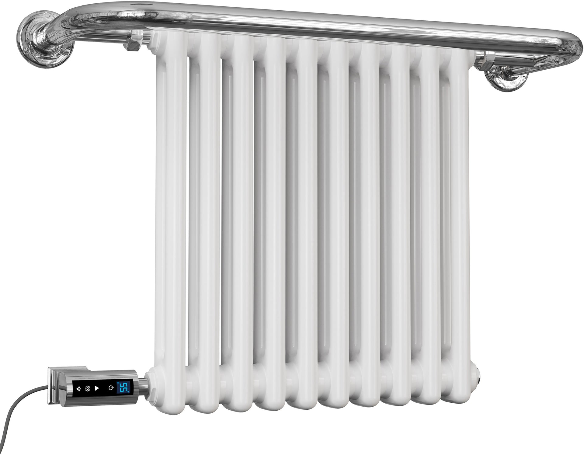 Aydon traditional electric towel rail, 491mm x 741mm, 300W thermostatic WiFi white radiator