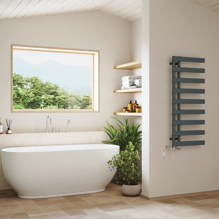 Agar - Anthracite Dual Fuel Towel Rail H1156mm x W500mm Standard